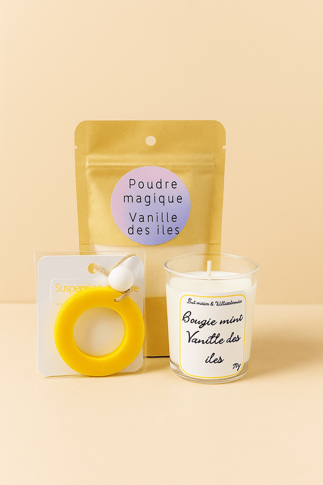 Coffret 3-en-1 – Bougie, Suspension & Poudre parfumée