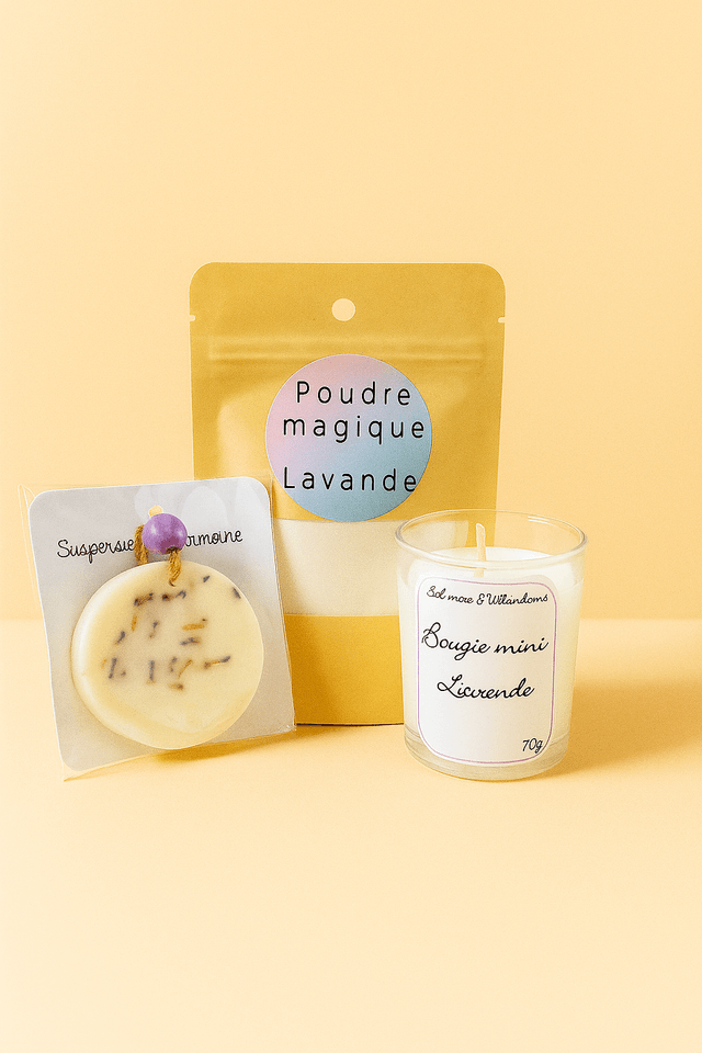 Coffret 3-en-1 – Bougie, Suspension & Poudre parfumée