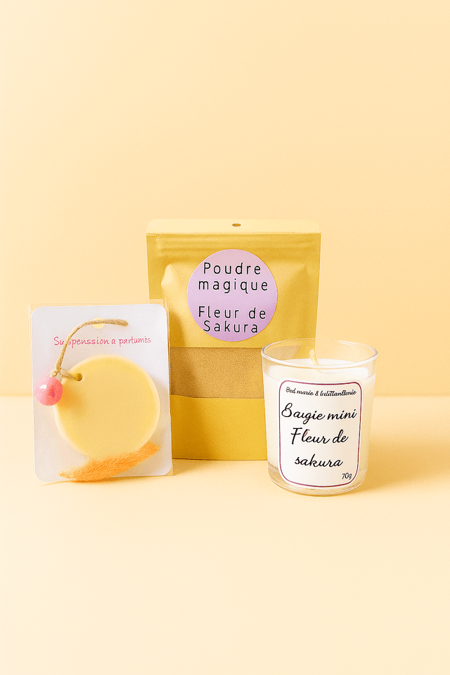 Coffret 3-en-1 – Bougie, Suspension & Poudre parfumée